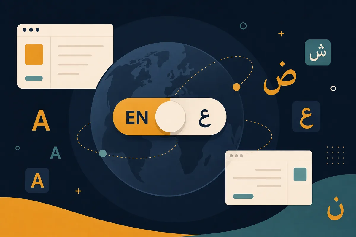 تفضيل اللغة مع الإنجليزية والعربية جنباً إلى جنب